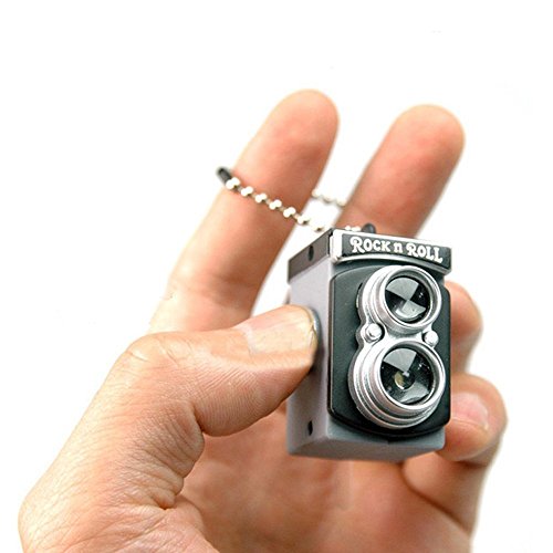 SODIAL (R) Carino Mini Doppia Lente Reflex Doppia TLR stile macchina fotografica LED Flash luce otturatore Suono Portachiavi