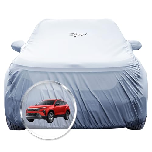 Image of NEODRIFT 'SilverTech' Car Cover for Tata Harrier (Precision-Fit & Breathable Fabric, 100% Water-Resistant, All Weather Protection, Tailored Fit) (Colour: Silver)