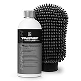 Autowäsche Set | THE FINISHER MagicShampoo 500ml Autoshampoo Konzentrat mit Versiegelung + Waschhandschuh | Auto Shampoo für strahlenden Glanz & Schutz | Auto Reinigungsmittel