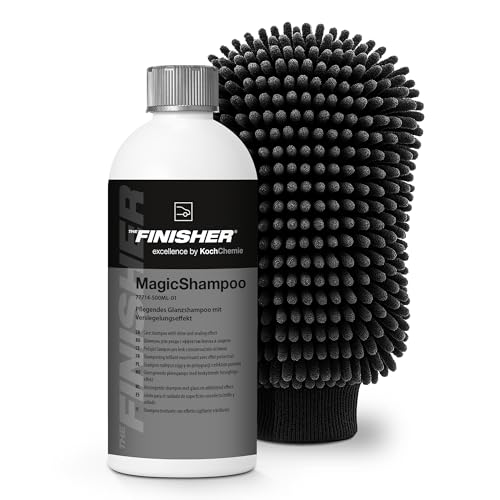 The Finisher MagicShampoo 500 ml Auto Champú concentrado con sellador + guante de lavado | Champú para coche para un brillo y protección radiantes | Limpiador de coche