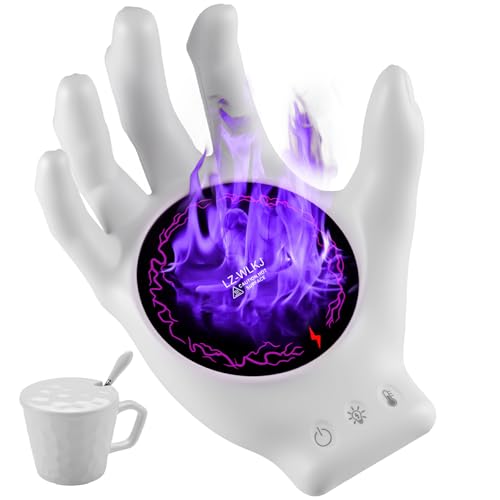 Devil's Hand Heating Mug Warmer Set - 3 Temp Settings & 8H Timer, Coffee Cup Warmer Plate for Desk Auto Shut Off, Ideal Beverage Warmer Gift for Coffee, Tea, Milk (White)