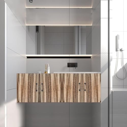 Image of WALLMATE Self Adhesive Wood Grain Wallpaper Vinyl Furniture Sticker Wood Wallpaper Kitchen Wallpaper Wooden Door Desktop Wallpapers (Smoke Wooden, 24x100 Inch)