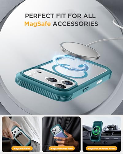 Image of Miracase for iPhone 17 Pro Max Case 6.9 inch Full-Body Phone Case with Built-in Glass Screen Protector& Full Camera Protector,[Magnetic with MagSafe] Drop Proof 17 ProMax Cover, Green