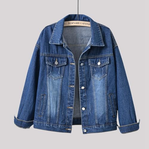 Jean Jacket Women Long Sleeve Button down Lapel Cropped Denim Jacket Trendy Lightweight Candy Color Plus Size Top Blazer2