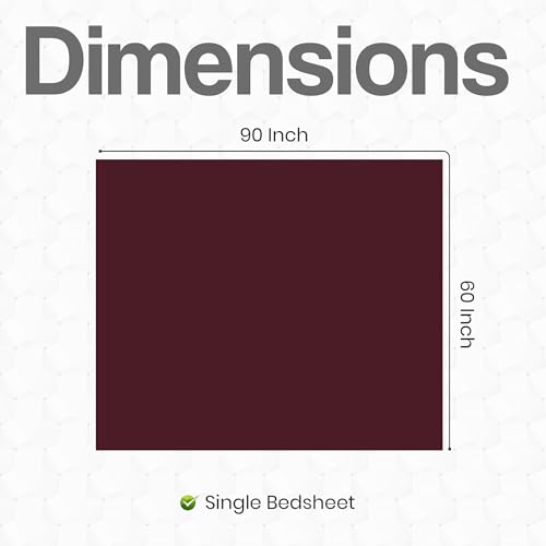 Image of FRESH FROM LOOM Anti Fade Solid Plain 240 TC Single Size Bedsheet Set with 1 Pillow Cover - Soft Fabric (Size- 60 x 90 inch | Wine| Solid)
