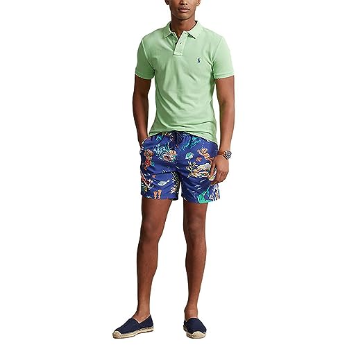 POLO RALPH LAUREN 5.75-Inch Traveler Polo Bear Print Classic Polo Mens Swim Trunk Leagues below Bathing Suit Blue2