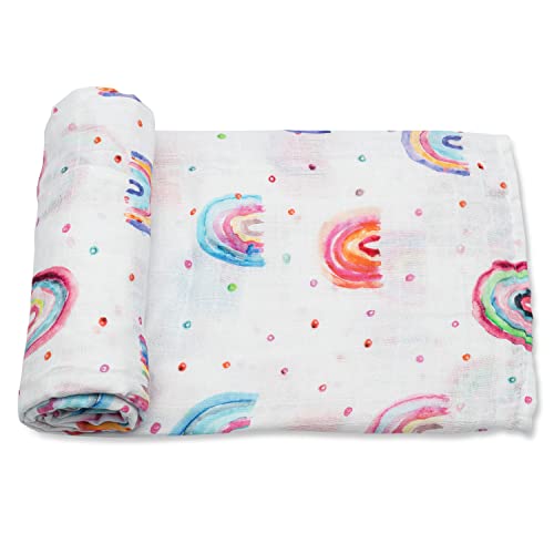 Image of ADDISON BELLE Baby Swaddle Blanket - 100% Muslin Cotton Unisex Soft Swaddle Wrap for Baby Boys or Girl - Neutral Newborn Receiving Blankets - Nursery Swaddling for Babies - 47” x 47” (Rainbows)