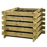 Holz Komposter 100x100x70 cm KDI – Kompostsilo aus druckimprägniertem Kiefernholz – Stecksystem für schnellen Aufbau – Gartenkomposter mit optimaler Belüftung – Kompostbehälter
