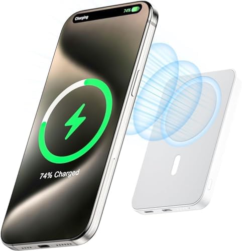 Resim teknosepetim Kablosuz Power Bank, Manyetik Powerbank, PD USB-C Hızlı Şarj Batarya Paketi, iPhone 15/14/13/12 Plus/Mini/Pro/Pro Max ile Uyumlu 