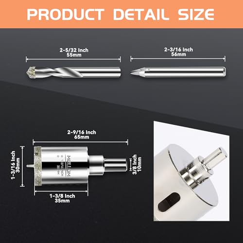 Image of MOLLOM 1-3 /16 inch (30mm) Diamond Hole Saw with 2 Pilot Drill Bit