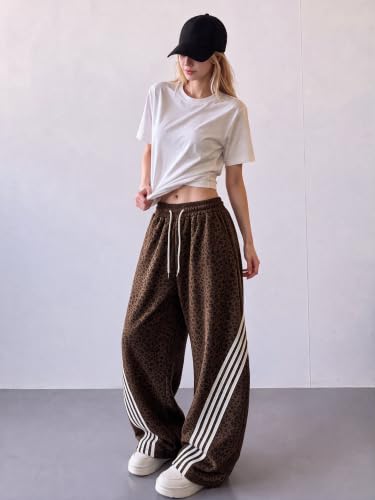 Image of EMMIOL Women's Y2K Baggy Barrel Striped Sweatpants High Waisted Wide Leg