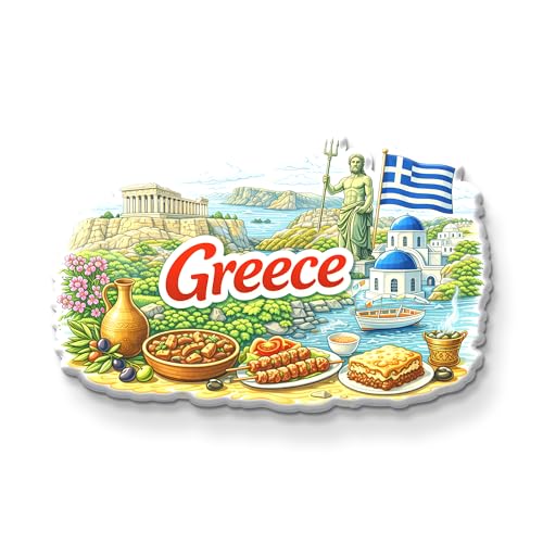 Nivaraprint Greece Country Theme Souvenir Wooden Fridge Magnet for Refrigerator - Greece Printed Stylish Magnet for Fridge Decoration (Greece, Pack of 1)
