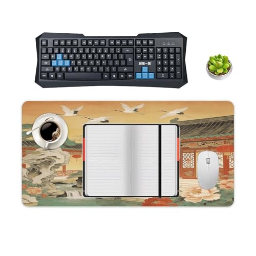 Cranes Dance in The Garden Desk Pad grande impermeable miniatura 4