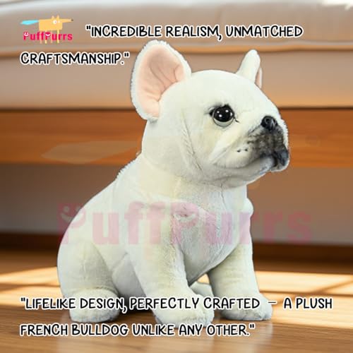 PuffPurrs Lebensechtes Französische Bulldogge-Plüschtier, Realistischer Französische Bulldogge Teddy-Stofftier, Niedliches Haustierliebhaber-Spielzeug-Geschenk, 9 Zoll