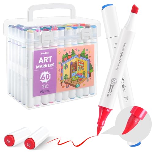 bondibili Alcohol Markers Brush Tip 60 Colors -...