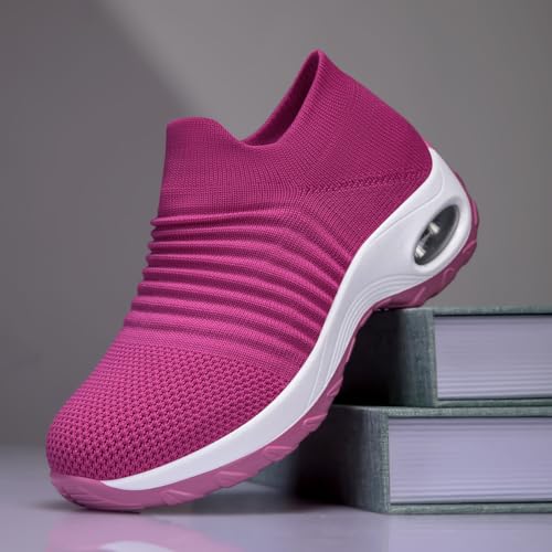 Image of Non Slip Work Shoes Women, Slip On Sneakers Women,Work Shoes Walking Gym Nurse Mesh Casual Fashion Sneakers Comfort Breathable Lightweight