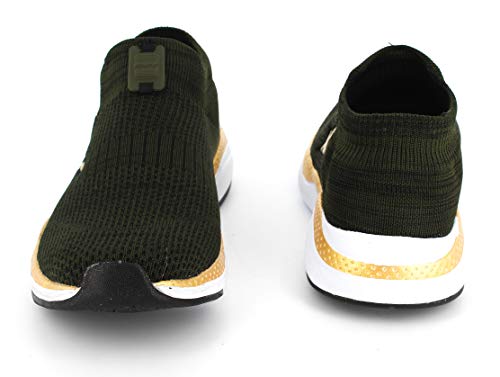 Image of SPARX Men SM-484 Forest Green Golden Sports Shoes - 7 UK