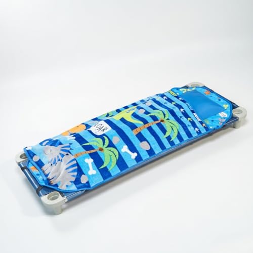 Image of EVERYDAY KIDS Cute Preschooler and Toddler Cot Nap Mat for Home, Daycare, Preschool and Kindergarten; Easy to Roll Sleeping Mat with Elastic Straps, Pillow and Blanket