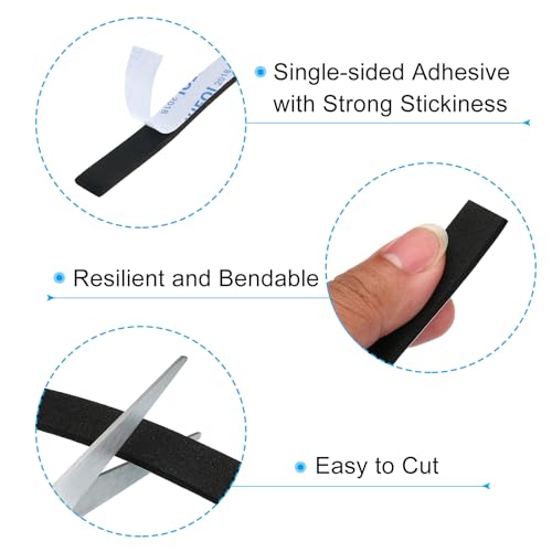 Image of PATIKIL 5 /8 inch W x 1 /8 inch T x 16.4Ft EVA Single Sided Foam Tape, 3Pcs Multipurpose Sealing Strip Foam Waterproof Weather Stripping Foam Sealing Foam Strips with Adhesive for Door, Black