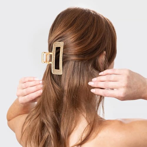 2 Piezas Pinzas para el Cabello con Rhinestones Cuadrados miniatura 6