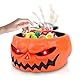 Qivine Animierte Halloween Süßigkeiten Schale Deko, Kürbis Halloween Schüssel mit Beweglicher Skeletthand für Die, Halloween-Bonbonschalen mit Musik für Party