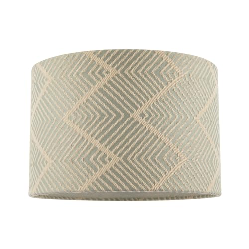 Sleek Duck Egg and Cream Geometric Designer Lamp Shade in Textured Jacquard Fabric | 30cm x 20cm | for Ceiling Pendant or Lamp Base by Happy Homewares