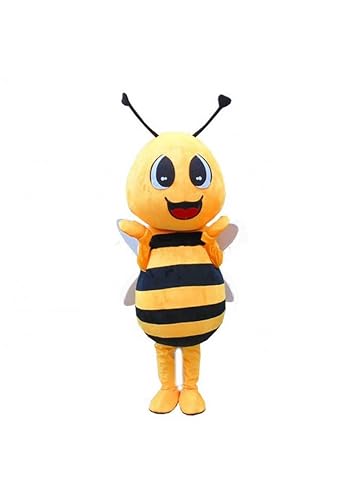 Eamior Little Smiling Bee Mascot Costume for Adults Men & Women with Built-in Fan Inside the Head