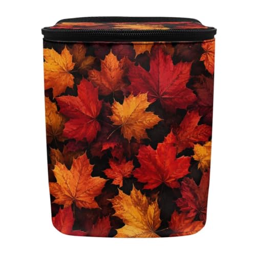 Image of Talayituse Fall Maple Leaf Print Car Trash Can with Lid, Leak Proof Auto Trash Bag Hanging Vehicle Garbage Can Multipurpose Storage Container for Back Seat Road Trip Autumn Decor