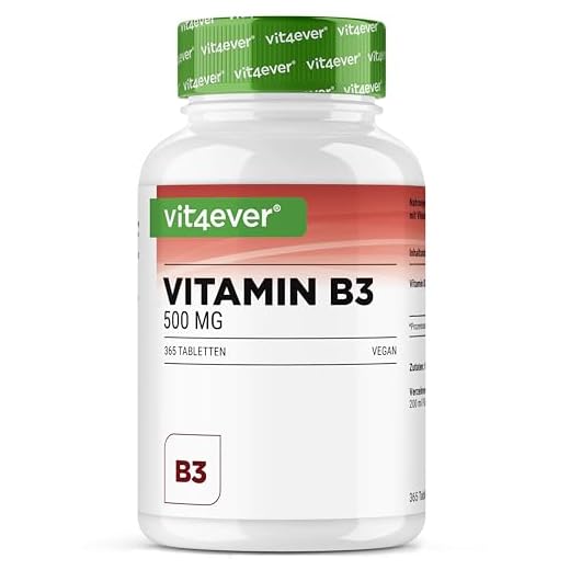 Vitamina B3 (Niacina) - 500 mg - 365 Comprimidos - Nicotinamida Alta Dosis - Sin enjuague - Sin aditivos no deseados - Vegano