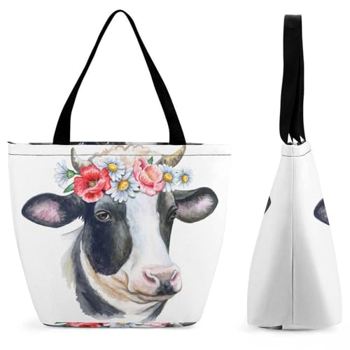 Sac à main vache à large base sac de shopping femme grand volume 32cm