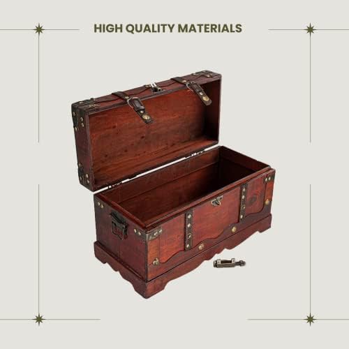 Brynnberg | Pirate Treasure Chest Storage Box - Durable Wood & Metal Construction - Unique, Handmade Vintage Design With A Front Lock - Striking Decorative Element | Best Gift | New York 40x19x22cm