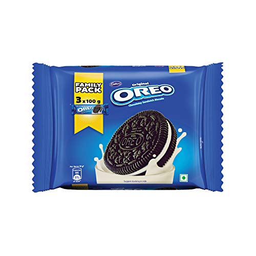 Cadbury Oreo Original Chocolatey Sandwich (Vanilla Creme) Biscuit Family Pack, 300g