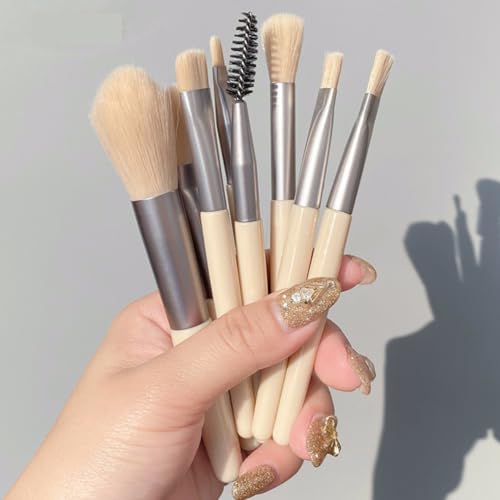 Kit de 8 Mini Pincéis de Maquiagem com Estojo Transparente