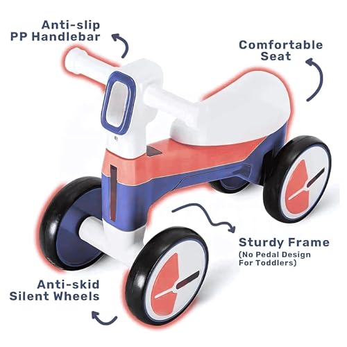 Image of Glider Max Toddler Ride-On Balance Bike 1-3 Years | Musical Kids Balancing Bike with LED Lights | Safe & Stable Indoor Ride-On Toy for Boys & Girls | 20 kg Max Load |Blue & Red |KB-021|.