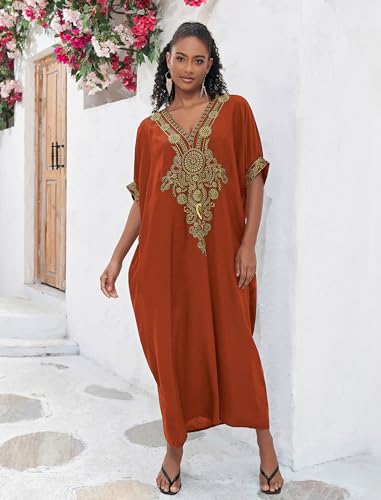 Moroccan Kaftan Dresses for Women Plus Size Caftans Loungewear Embroidered Beach Kaftan Cover up moomoo House Dress2