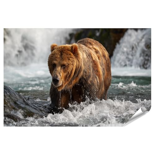 Poster ours grizzly grand format affiche murale salon islandburner de qualité