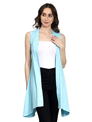 Image of NIMBLE Women's Open Front Sleeveless Cotton Long Shrugs | Modern Fashionable Cardigan for Casual & Formal Wear | Comfortable & Stylish Outerwear For Party
