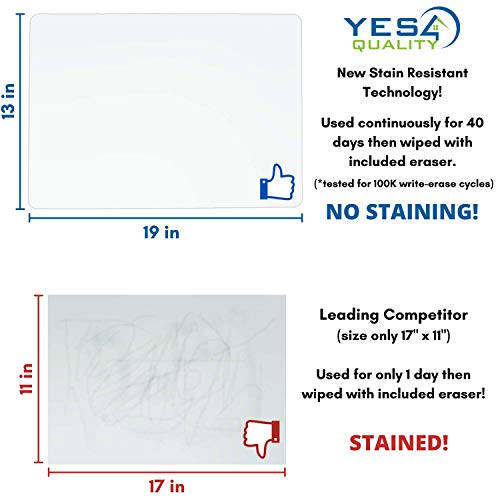Magnetic Dry Erase Whiteboard Sheet For Fridge 19X13 In - With Stain Resistant Technology - Includes 3 Fine Tip Markers & Big Eraser With Magnets - Refrigerator White Board Planner & Organizer #TOP2