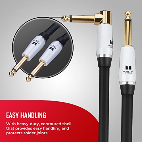 Monster Prolink Studio Pro 2000 Instrument Cable, 12 ft Right Angle to Straight Guitar Cable, 24k Gold Contacts, 95% Copper Braided Shielded Amp Cord, Duraflex Jacket for Electric Guitar & Bass by Monster - Image 5