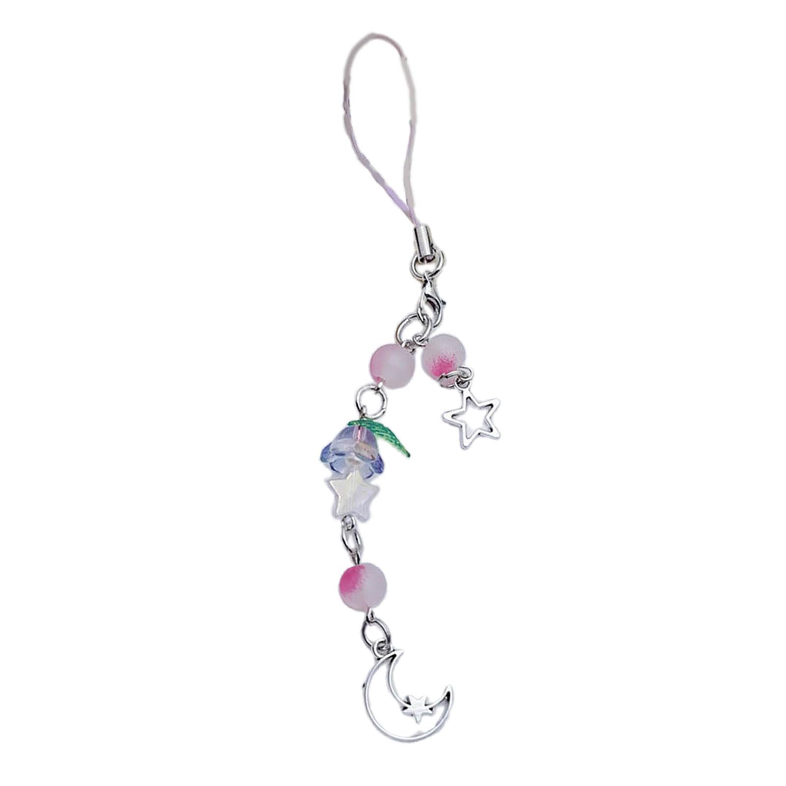 NEWFT Star Flower Bead Pendant Phone Charm Chain Strap Bag Decoration Lanyards