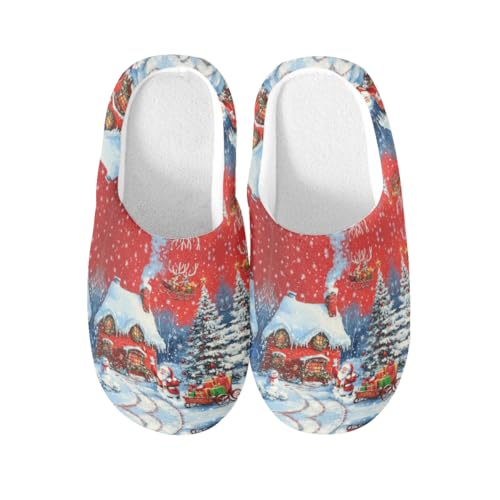 Pantoufles de Père Noël antidérapantes et chaudes en coton