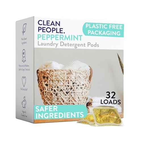 Image of The Clean People Laundry Detergent Pods - Hypoallergenic Laundry Pods - Ultra Concentrated, Recyclable Packaging, Stain Fighting - Peppermint, 32 Pack