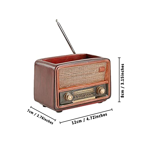 Image of Funny live 4.7 Inches Retro Radio Shape Desktop Decoration Resin Crafts Ornaments Home Office Personality Multi-purpose Succulent Plant Pot | Pen Holder (Dark Brown)