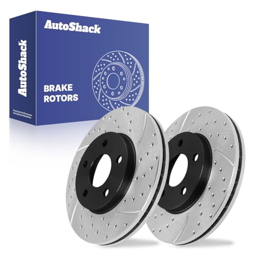 AutoShack Front Brake Rotors for Chevrolet & Pontiac, Malibu 2004-2008 G6 2006-2007, FWD L4 2.2L 2.4L V6 3.5L 3.6L 3.9L - E-Coated Drilled & Slotted - ShadowGuard - 10.86" (275.8 mm), 5-Lug