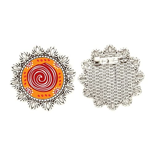 Broche de plata con tótems mexicanos de civilización antigua con acabado artesanal premium