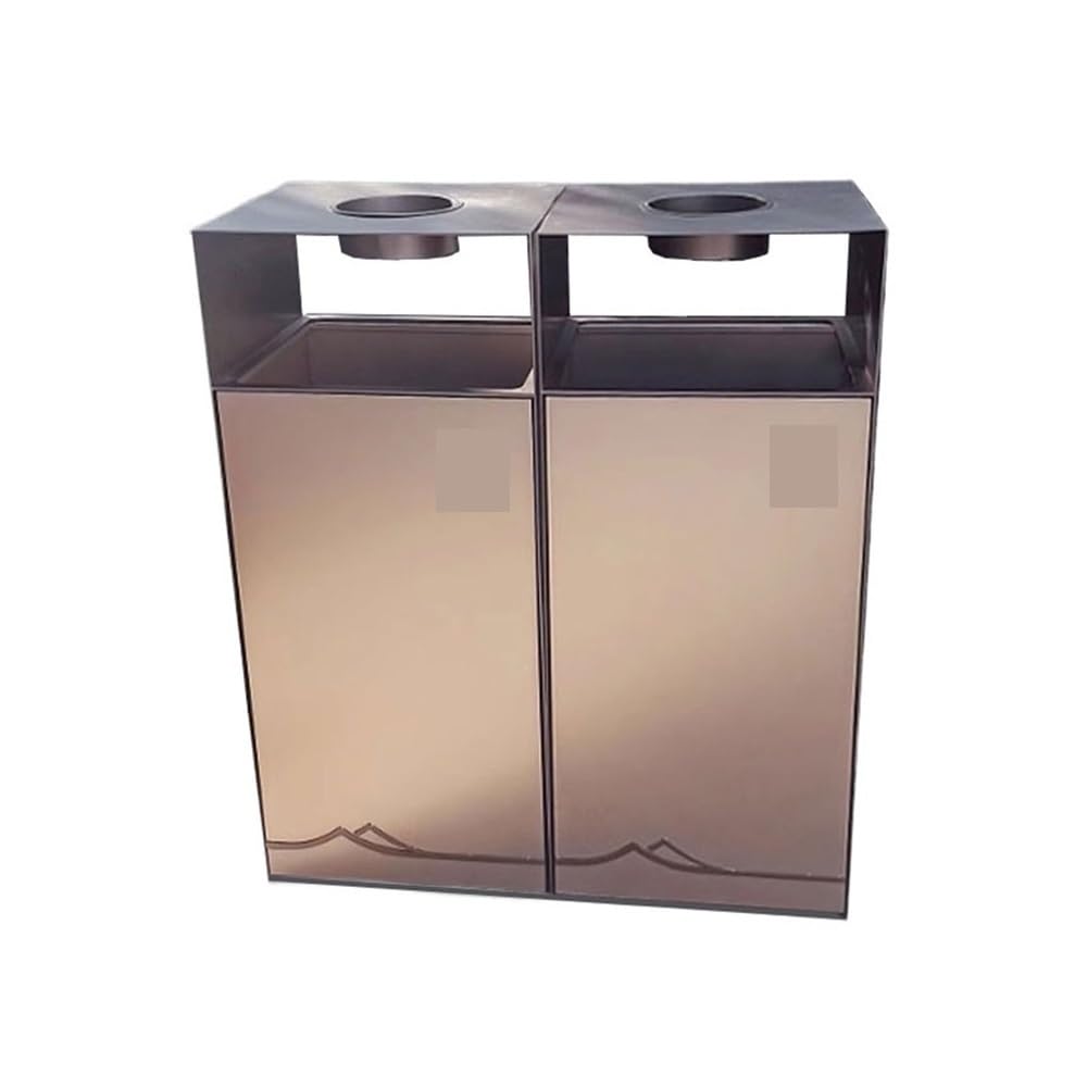 Outdoor Trash Can, Modern Commercial Trash Can Outdoor Double Box Metal Waste Bin with Ashtray