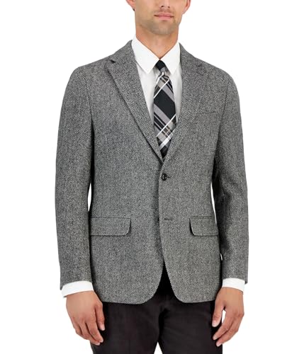Image of Tommy Hilfiger Mens Modern Fit All Wool Sport Two Button Blazer Jacket, Grey, 36 Regular