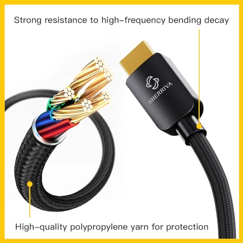 Cable HDMI 8K 60Hz de 10 pies y 48 Gbps compatible con consolas PS5 y TV UHD 6