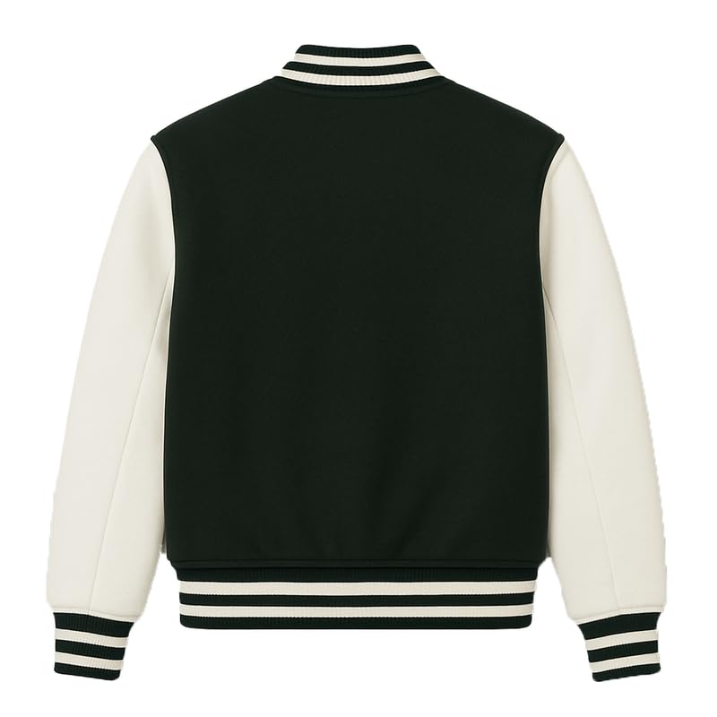 Image of Koverify Cotton Blend Standard Length Long Sleeves Winter Wear Solid Varsity Jacket For Men