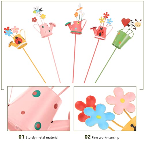 Artibetter Flower Garden Stakes Decor: 5Pcs Decorative Plant Pick Flower Pot Stakes Front Art Stick Decoration For Indoor Outdoor Pathway Patio #TOP7